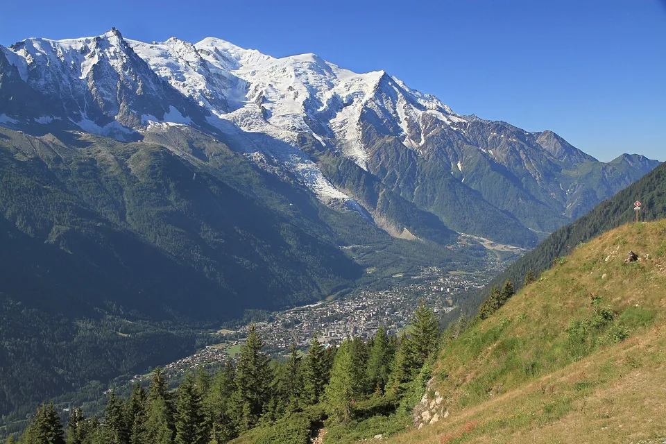Massif du Mont-Blanc au-dessus de la vallée de Chamonix